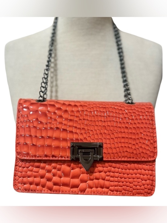 SHEIN Handbags - SHEIN Orange Black Croc Embossed Shoulder Bag Faux Leather Alligator Purse
